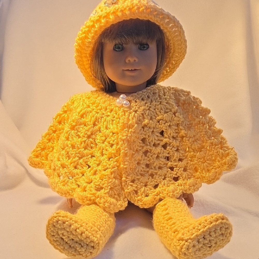 Handmade Yellow Crochet Doll Ensemble
